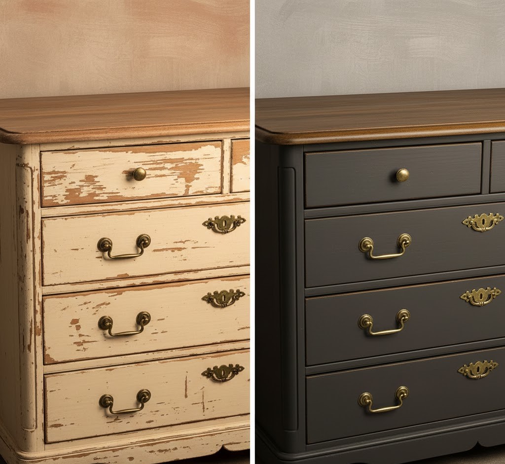 Voor en na meubelrestauratie